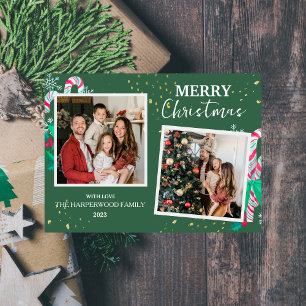 モダンエレガントBeres Christmas Family 2 Photo シーズンカード