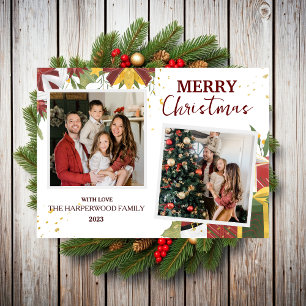 モダンエレガントBeres Christmas Family 2 Photo シーズンカード