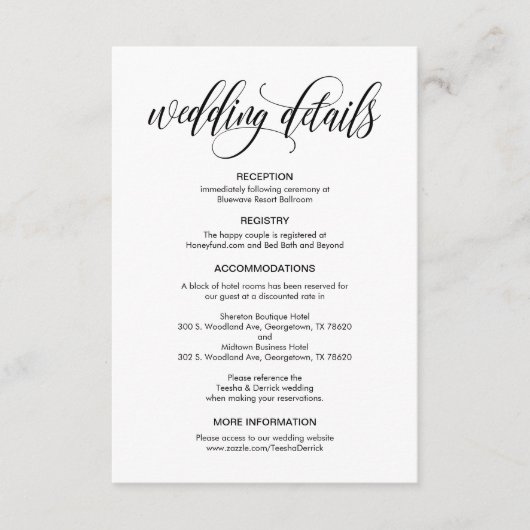 モダンエレガントBlack Script, Our 結婚's詳細 エンクロージャーカード (正面)