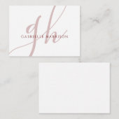 モダンエレガントBurgundyスクリプトのモノグラム名 ノートカード (正面/裏面)