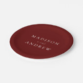 モダンエレガントBurgundy結婚の ペーパープレート (アングル)