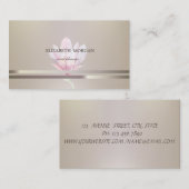 モダンエレガントChic,ストライプのWatercol Magnolia 名刺 (正面/裏面)