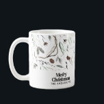 モダンエレガントChristmas Botanical コーヒーマグカップ<br><div class="desc">黒と白の素朴な水モダン色の乾燥エレガント植物性フローラ消色の色クリスマスデザイン。</div>