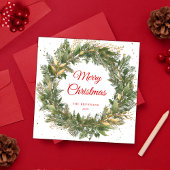 モダンエレガントChristmas Botanical Greeneryリース シーズンカード