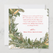 モダンエレガントChristmas Botanical Greeneryリース シーズンカード (裏面)