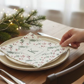 モダンエレガントChristmas Botanical Monogram スタンダードカクテルナプキン