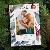 モダンエレガントChristmas Botanical Photo シーズンカード