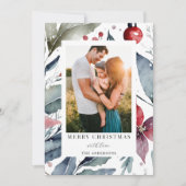 モダンエレガントChristmas Botanical Photo シーズンカード (正面)