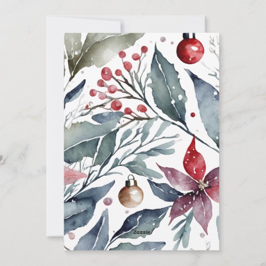 モダンエレガントChristmas Botanical Photo シーズンカード (裏面)