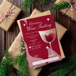 モダンエレガントChristmas Wine Tasting 招待状