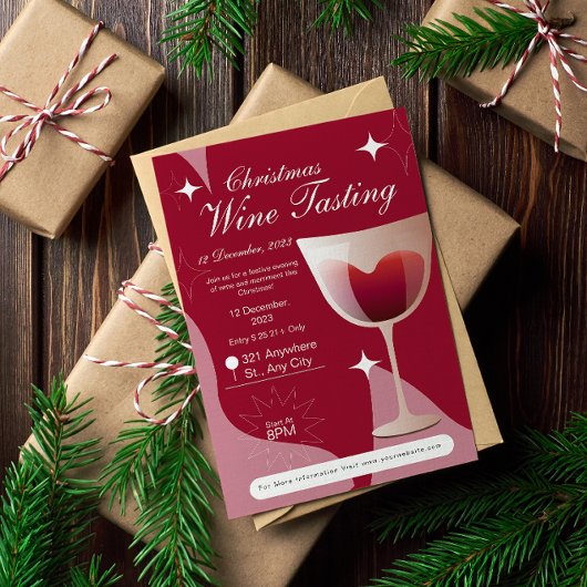 モダンエレガントChristmas Wine Tasting 招待状