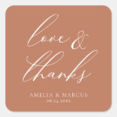 モダンエレガントClay Love & 感謝していs スクエアシール (正面)