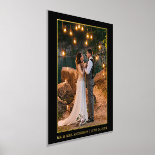 モダンエレガントCoule's 結婚 Photo Black and Data 箔ポスター