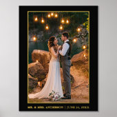 モダンエレガントCoule's 結婚 Photo Black and Data 箔ポスター (正面)