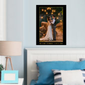 モダンエレガントCoule's 結婚 Photo Black and Data 箔ポスター (インサイチュ (寝室))