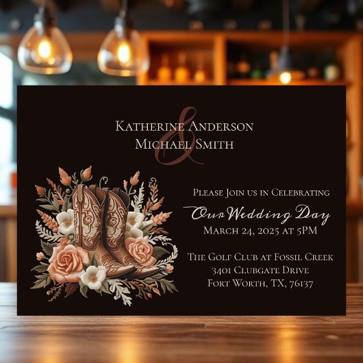 モダンエレガントCountry Western – 花招待状 招待状