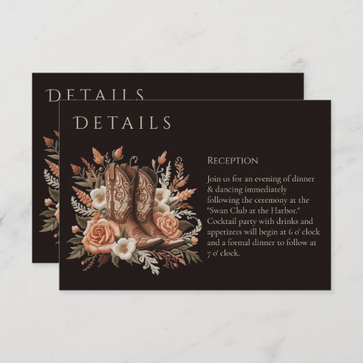 モダンエレガントCountry Western – 花 エンクロージャーカード (正面/裏面)