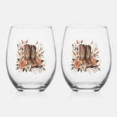 モダンエレガントCountry Western – 花 ステムなしワイングラス (正面)