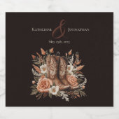 モダンエレガントCountry Western – 花 スパークリングワインラベル (シングルラベル)