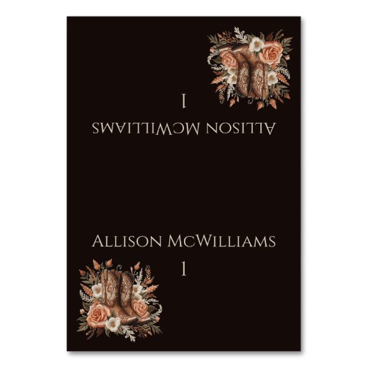 モダンエレガントCountry Western – 花 テーブルナンバー (正面)