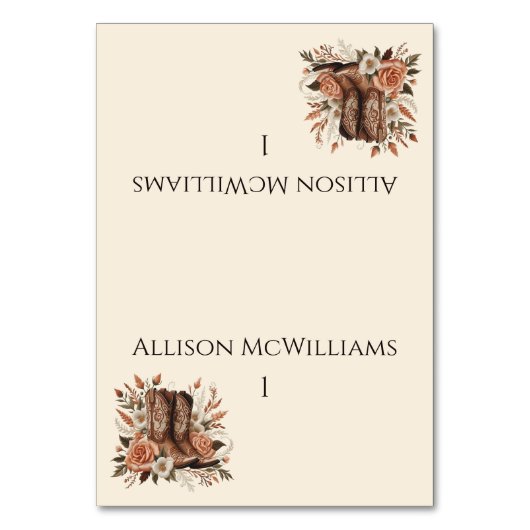 モダンエレガントCountry Western – 花 テーブルナンバー (正面)