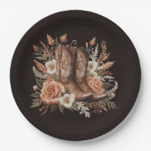 モダンエレガントCountry Western – 花 ペーパープレート (正面)