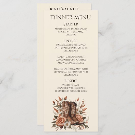 モダンエレガントCountry Western – 花 メニュー (正面/裏面)