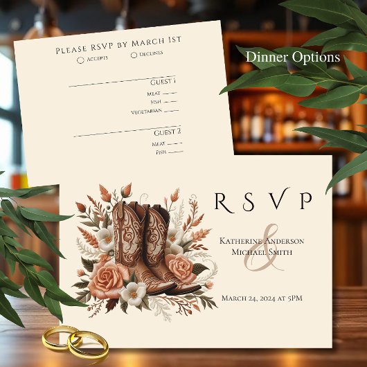 モダンエレガントCountry Western – 花 出欠カード