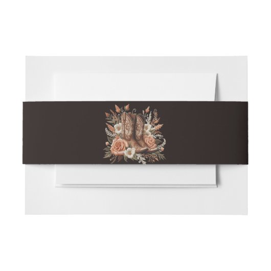 モダンエレガントCountry Western – 花 招待状ベリーバンド (正面例)