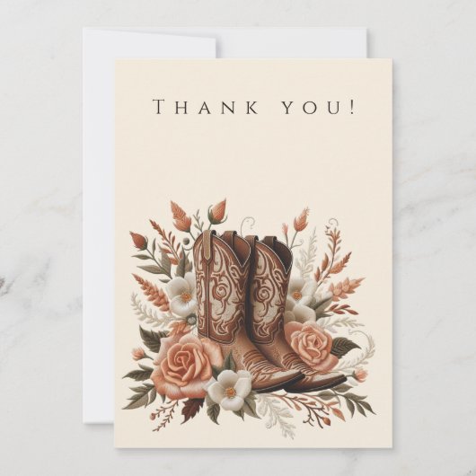 モダンエレガントCountry Western – 花 招待状 (裏面)