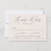 モダンエレガントCream Meal Choice結婚の 出欠カード (正面)