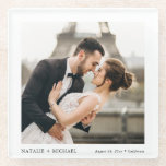 モダンエレガントCustom Wedding Photo ガラスコースター<br><div class="desc">モダンエレガントCustom Wedding Photo Glass Coaster</div>