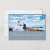 モダンエレガントDusty Blue写真サンキューカード カード (裏面)