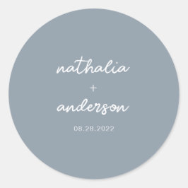 モダンエレガントDusty Blue結婚の ラウンドシール