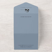 モダンエレガントDusty Blue QRコード結婚 オールインワン招待状 (外側)