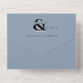 モダンエレガントDusty Blue QRコード結婚 オールインワン招待状 (裏面)