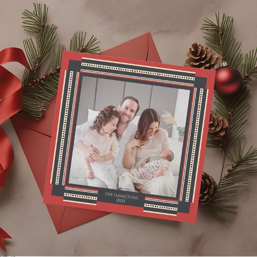 モダンエレガントFramed Photo Holiday Card シーズンカード