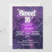 モダンエレガントGlow Sweet 16バースデーパーティー 招待状 (正面)