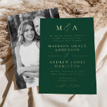 モダンエレガントGreen Monogram結婚 Photo's 箔招待状<br><div class="desc">ミニマルなモダン結婚式招待状、モノグラムのイニシャルと書のスクリプトのアクセントと金ゴールドフォイルのレタリングに表示さ結婚れる詳細を特徴とする。緑の背景は好みの色に変更できる。ホイル結婚式招待状が反転し、垂直婚約写真が表示される。エレガンスのコレクションモダンと連携し結婚るように設計。</div>