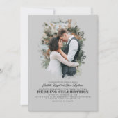 モダンエレガントGreenery Photo Overlay結婚's 招待状 (正面)