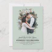 モダンエレガントGreenery Photo Overlay結婚's 招待状 (正面)