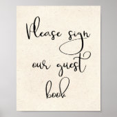 モダンエレガントGuest Bookのサインを結婚下さい ポスター (正面)