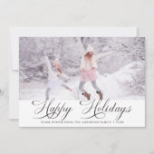 モダンエレガントHappy Holidays Christmas写真 シーズンカード (正面)