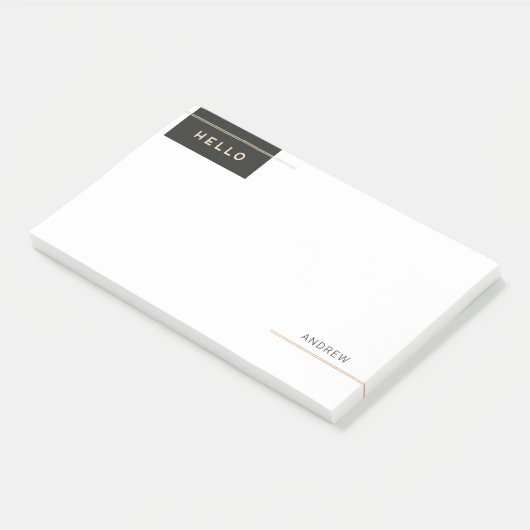 モダンエレガントHello with Goldenストライプ Options ポストイット (アングル)