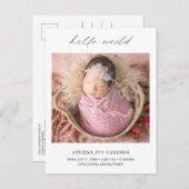 モダンエレガントHello Worldフォトシンプル誕生 案内ポストカード (正面/裏面)