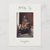 モダンエレガントHoliday Joy Script Photo ポストカード (正面)