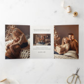 モダンエレガントHoliday Joy Script Photo 三つ折りカード (内部)