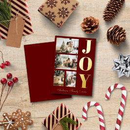 モダンエレガントJoy Christmas 4枚フォトスクリプト 箔シーズンカード
