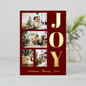 モダンエレガントJoy Christmas 4枚フォトスクリプト 箔シーズンカード (立ち正面)