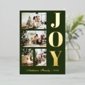 モダンエレガントJoy Christmas 4枚フォトスクリプト 箔シーズンカード (立ち正面)